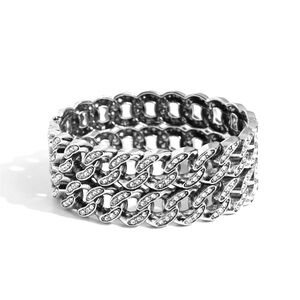 Silver and Rhinestone Hinge Bracelet